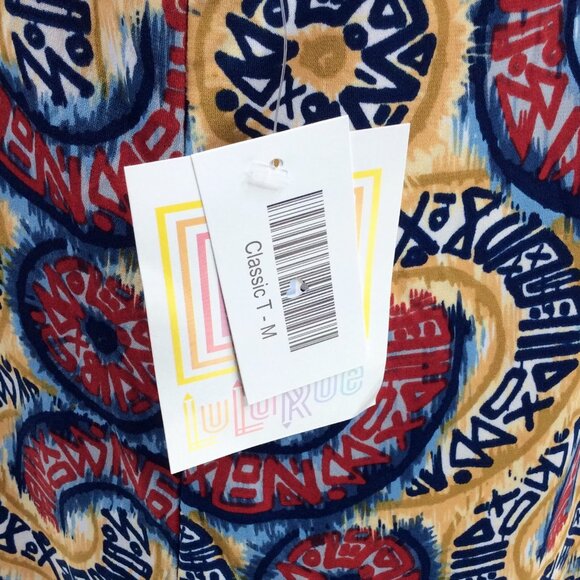 NWT LuLaRoe Classic T Top Womens Size Medium Geometric Red Blue Short Sleeve - Picture 7 of 10